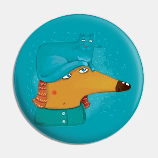 Warm Cat Dog Pin