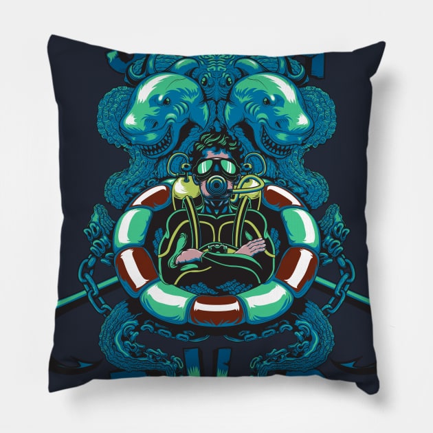 Scuba Diver Pillow by RyudiBlack