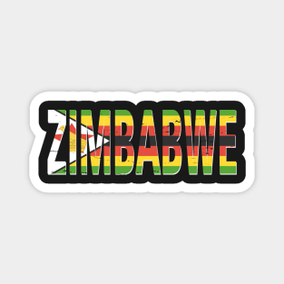 Zimbabwe Text in Colours of the Zimbabwean Flag Magnet