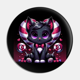 Valentines Day Black Cat Pin