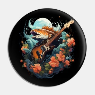 Salmon Playing Guitar Pin