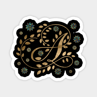 Luxury Golden Calligraphy Monogram with letter A Magnet