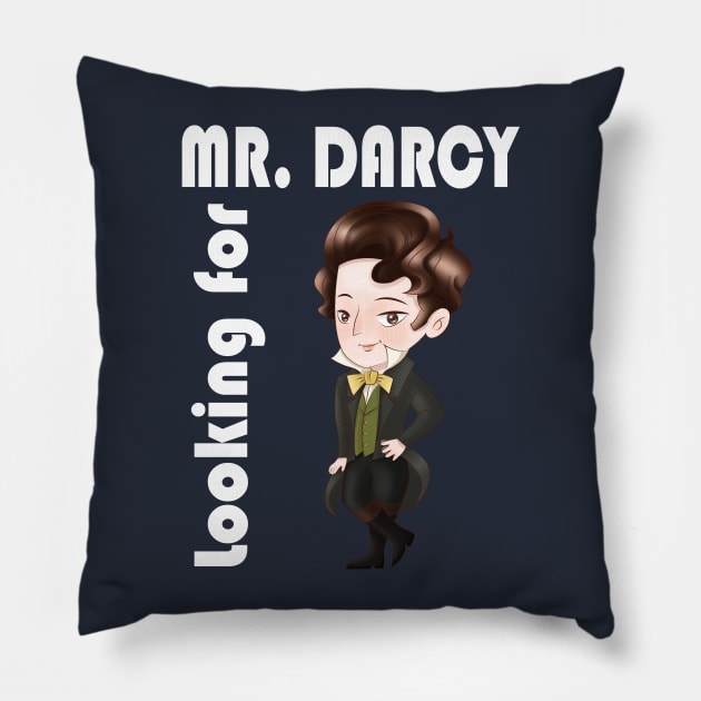 Looking for Mr. Darcy - Jane Austen Pride and Prejudice Pillow by papillon