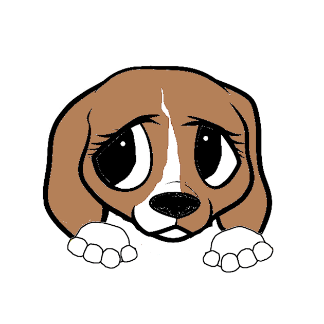 Beagle tan white peeking cartoon by Wanderingangel