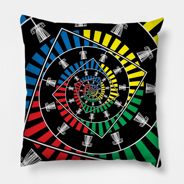 Infinite Disc Golf Baskets Pillow by perkinsdesigns