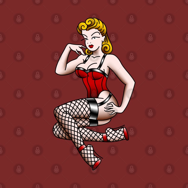 American Traditional Victory Rolls pin-up by OldSalt