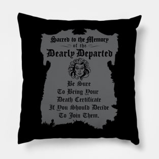 Haunted Mansion Death Certificate Pillow