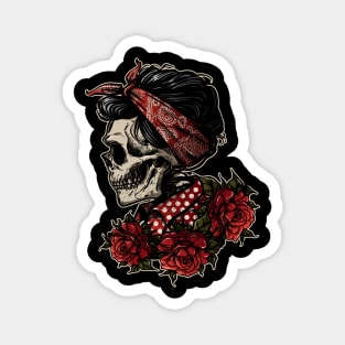 Lady Skull with Roses Magnet