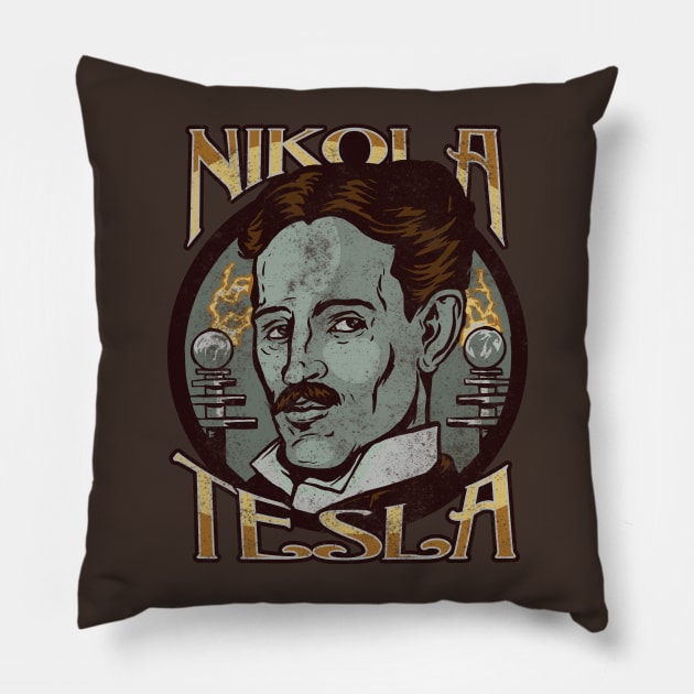 Nikola Tesla Pillow by Thomcat23