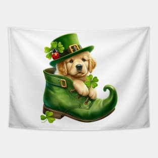 Golden Retriever Dog Shoes For Patricks Day Tapestry