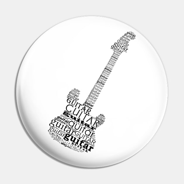 Typographic guitar Pin by hedehede