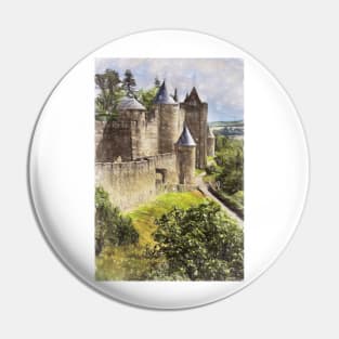 Walls of Carcassonne Digital Art Pin