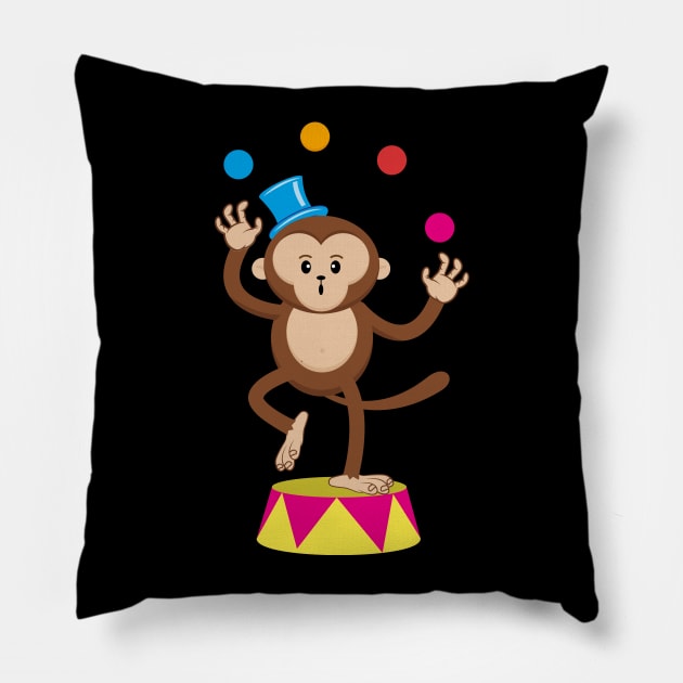 Funny Juggling Circus Monkey Ape T-Shirt Gift Pillow by Shirtbubble