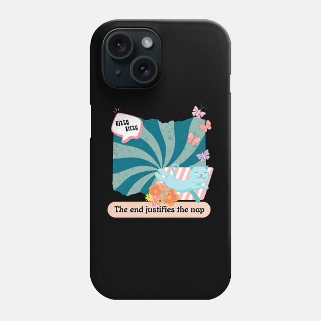 Napping cat on a rug and psychedelic world Phone Case by Sardonic Neko