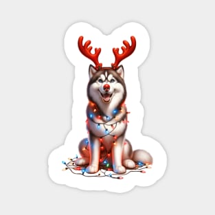 Christmas Red Nose Siberian Husky Dog Magnet