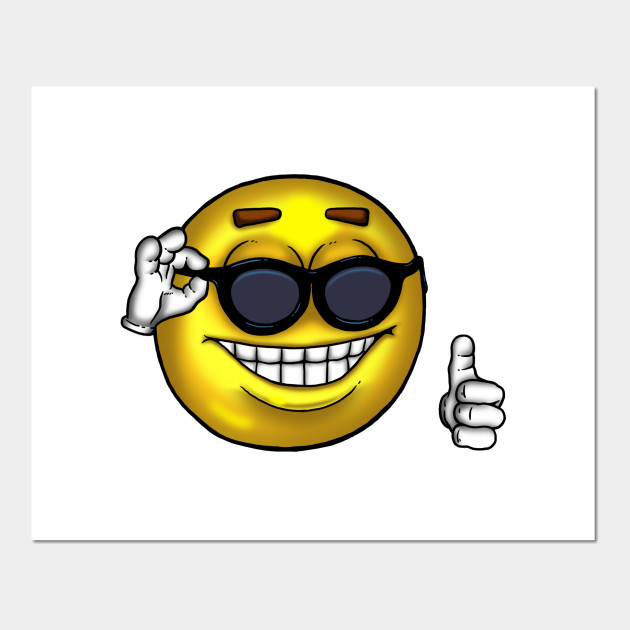 Sunglasses Thumbs Up Meme Emoji Affiche Et Impression D Art Teepublic Fr