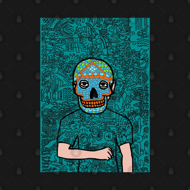 Unveil NFT Character - MaleMask Doodle with Mexican Eyes on TeePublic by Hashed Art