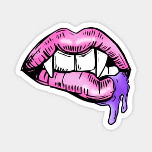 Pastel Goth Pink Lips With Fangs Magnet