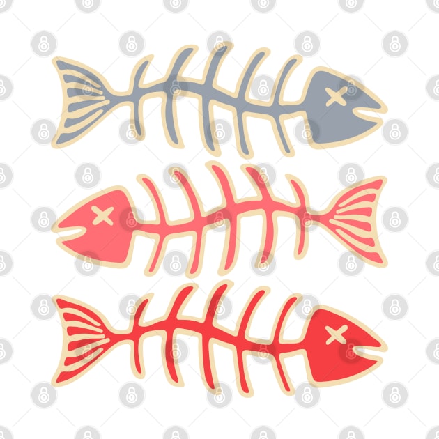 FISH BONES Eaten Food and Fishing in Purple Pink and Red - UnBlink Studio by Jackie Tahara by UnBlink Studio by Jackie Tahara