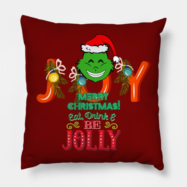 JOY - MERRY CHRISTMAS - Green Elf - Merry Christmas Pillow by O.M design