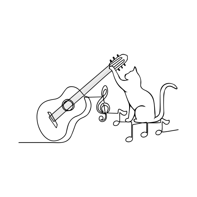 Cat loves guitar Tshirt by MasutaroOracle