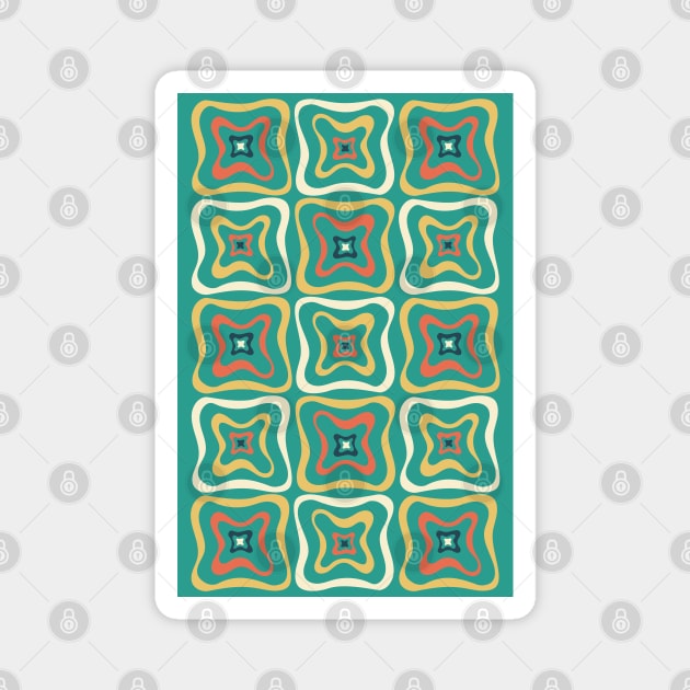 Retro Groovy Pattern in blue, orange and yellow 3 Magnet by tramasdesign