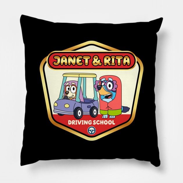 Janet and Rita Driving School Pillow by flataffex