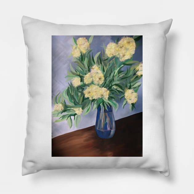 Australian Lemon Myrtle Flowers in Violet and White by Leah Gay Pillow by leahgay