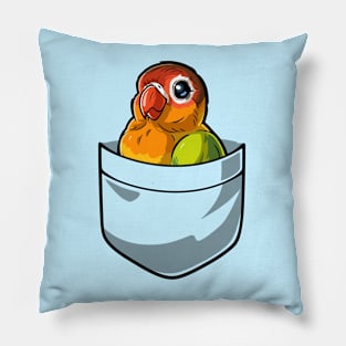 Pocket Lovebird Parrot T-Shirt Pillow