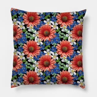 Watercolor Floral Pattern Art Pillow