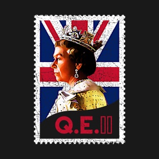 Elizabeth Queen II Vintage Memory the Royal Family British Crown Majesty Queen Stamp T-Shirt