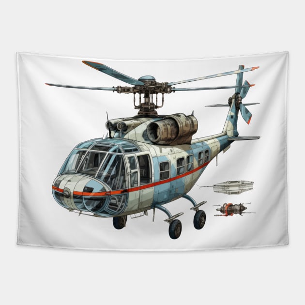 Helicopter Tapestry by Chromatic Fusion Studio