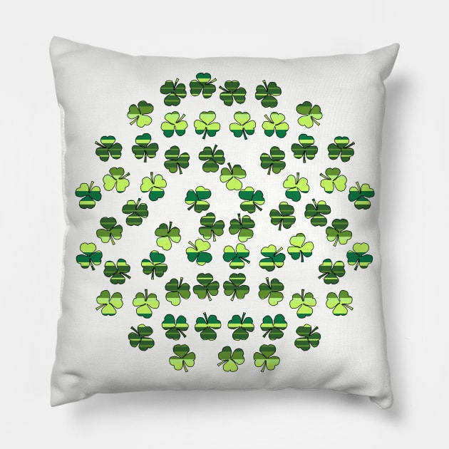 St Patricks Day Shamrock Green Stripes Pillow by ellenhenryart