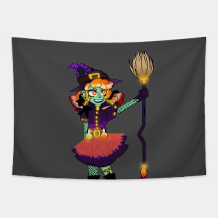 witch with a broom Tapestry