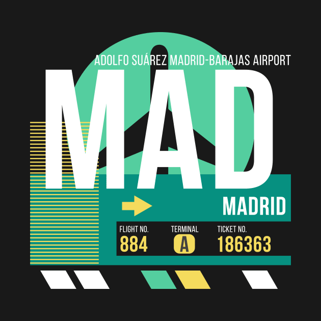 Madrid (MAD) Airport // Retro Sunset Baggage Tag by Now Boarding