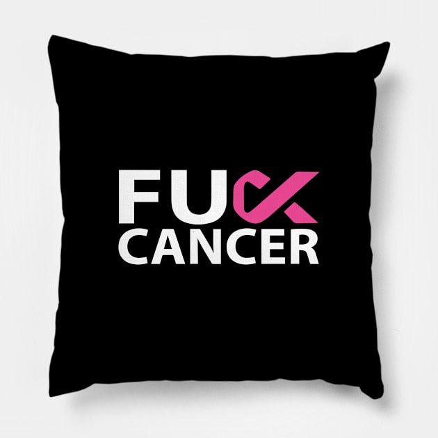 Fuck Cancer Ribbon Stack Cancer Awareness. Think Pink T-Shirt Pillow by toosweetinc