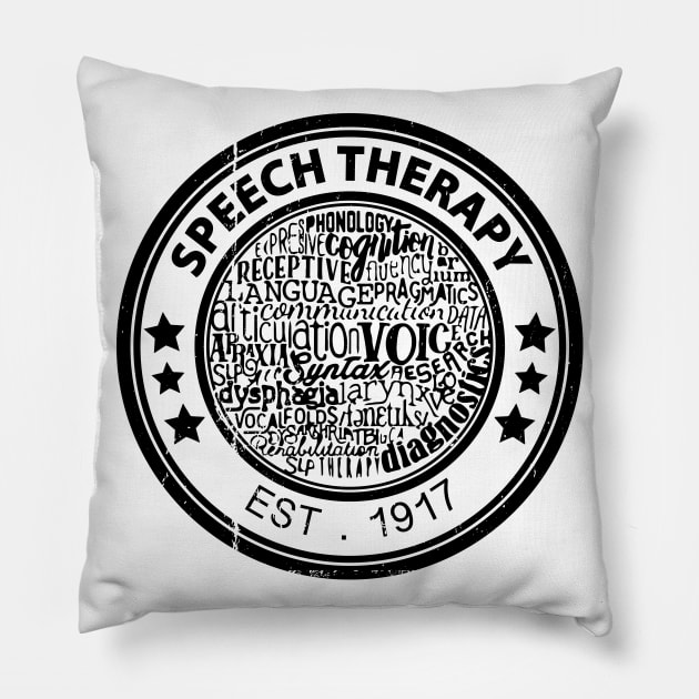Speech Therapy Vintage Retro Stamp Pillow by MoodPalace