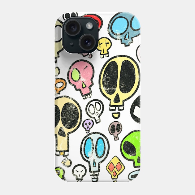 Collection of Colourful Cartoon Skulls Phone Case by Squeeb Creative