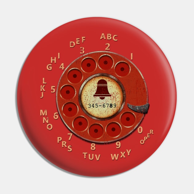 Retro Red Rotary Dial Pin by HannessyRin