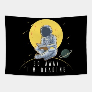 Go Away I'm Reading Astronaut Spaceman Moon Planets Tapestry