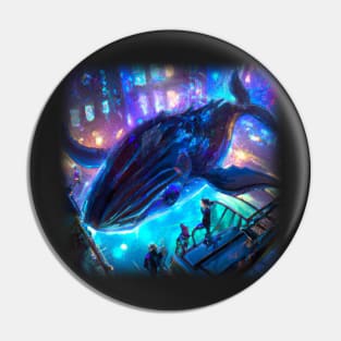 Whale floating in the city Pin