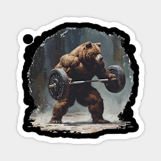 bear lifting weight Magnet