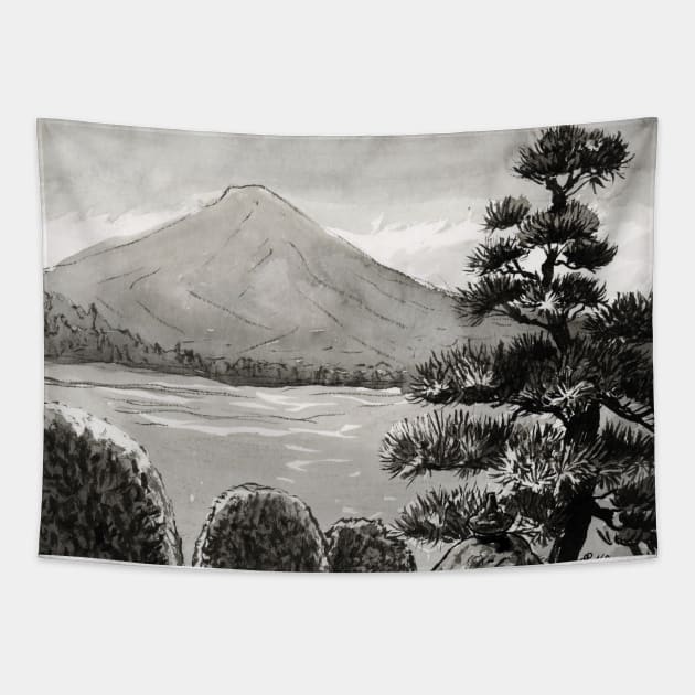 FujiSan Inktober #10 Tapestry by olgaandart