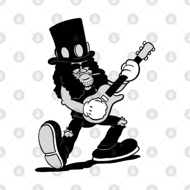 Slushy rock star guitarist in 1930s rubberhose cuphead cartoon style! by Kevcraven