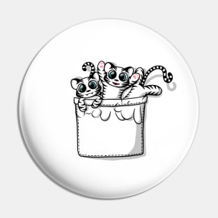 CUTE POCKET WHITE TIGERS Pin