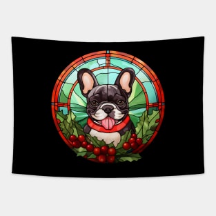 Christmas Dog Stained Glass French Bulldog Tapestry