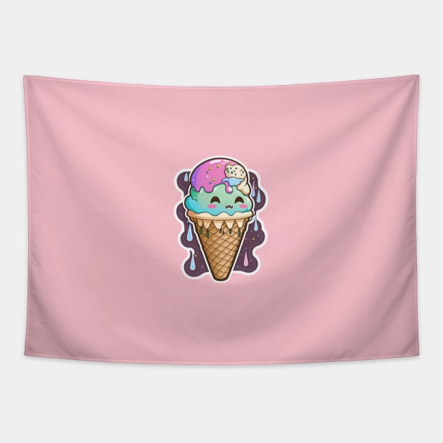 Ice cream Skull Sticker Tapestry by EdSan Designs