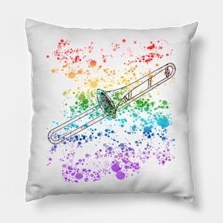 Trombone Rainbow Colours Trombonist Brass Musician Pillow