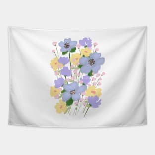 Purple Abstract Wild Flowers Illustration Tapestry