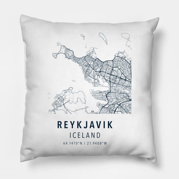 reykjavik simple map Pillow by boy cartograph